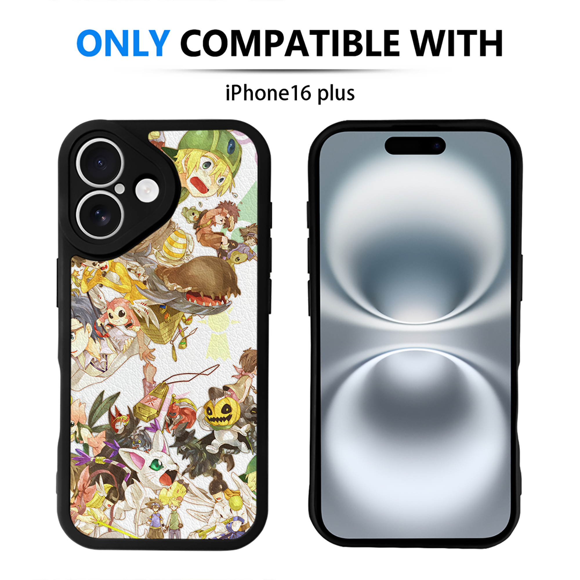 （画像用） Digimon デジタルモンスター/デジモン 【iPhone 16シリーズ対応】シリコンスマホケース（レザー調） 材質：シリコン